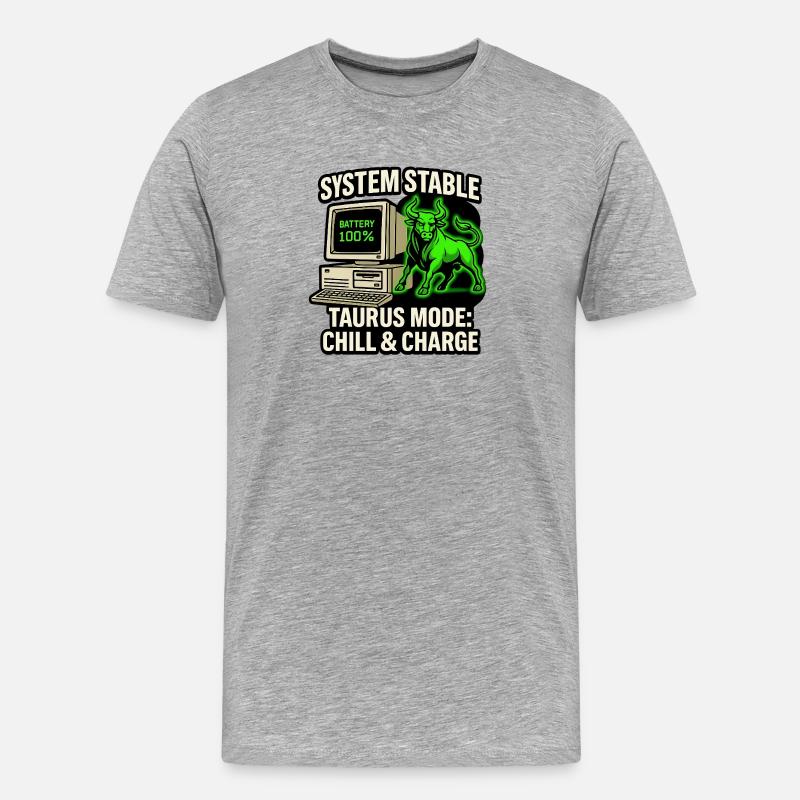 System Stable Taurus Mode Chill & Charge - Men's Premium Organic T-Shirt - heather grey
