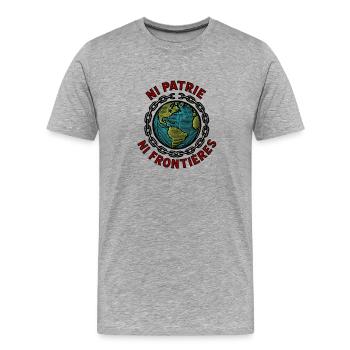 Ni patrie ni frontières - T-shirt bio Premium Homme - gris chiné - Devant - Damien (186cm)