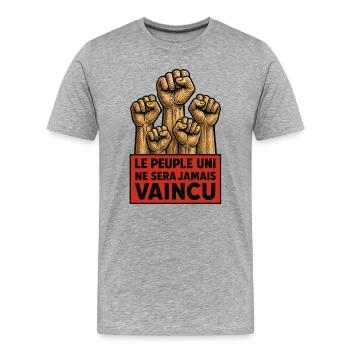 The united people will never be defeated - Men's Premium Organic T-Shirt - heather grey - Front - Damien (186cm)