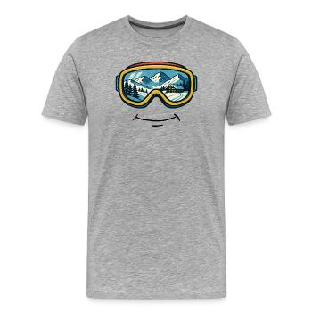 Ski Ski Vacances au ski Lunettes de ski avec sourire - T-shirt bio Premium Homme - gris chiné - Devant - Damien (186cm)