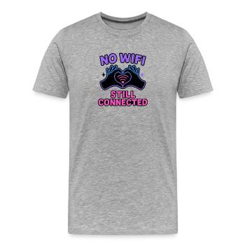 Toujours connecté, pas de WiFi - T-shirt bio Premium Homme - gris chiné - Devant - Damien (186cm)