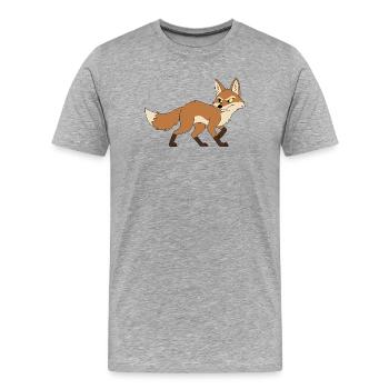 Renard de dessins animés déterminé - T-shirt bio Premium Homme - gris chiné - Devant - Damien (186cm)