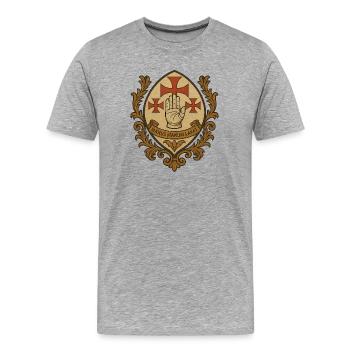 Templar Manus Manum Lavat - Men's Premium Organic T-Shirt - heather grey - Front - Damien (186cm)
