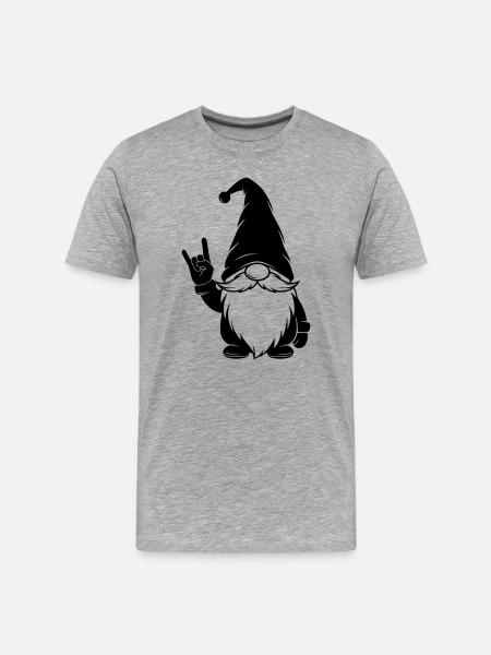 Cool gnome with victory sign - Men's Premium Organic T-Shirt - heather grey