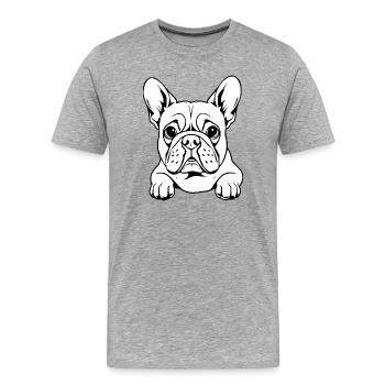 Bulldog white - Men's Premium Organic T-Shirt - heather grey - Front - Damien (186cm)