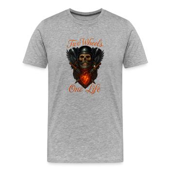 Two wheels, one life - Men's Premium Organic T-Shirt - heather grey - Front - Damien (186cm)