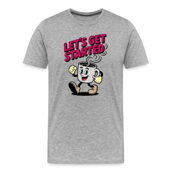 Coffee Kickstart Motif - Men's Premium Organic T-Shirt - heather grey - Front - Damien (186cm)