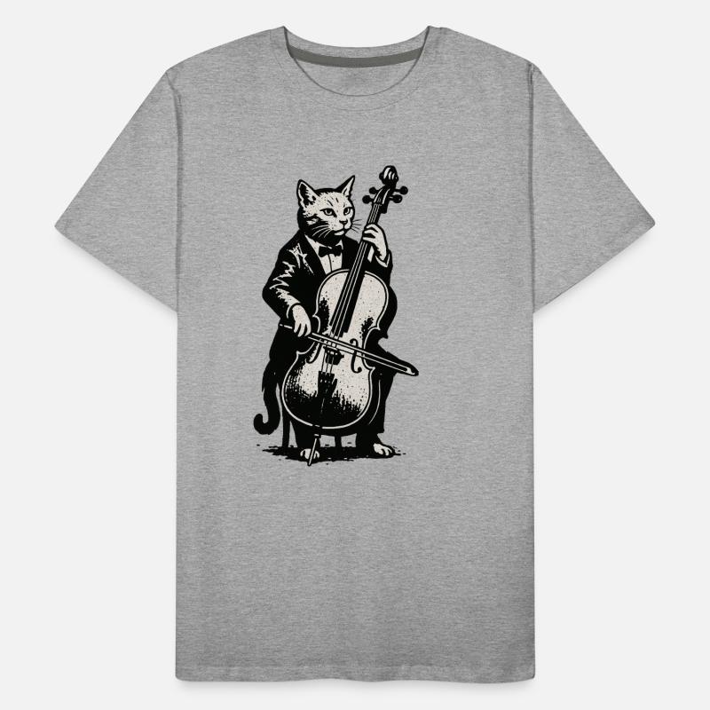 Violoncelliste chat en smoking T-shirt bio Premium Homme