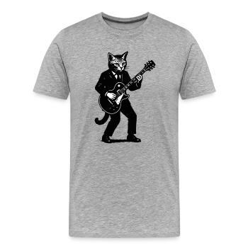 Katzrock im Anzug - Männer Premium Bio T-Shirt - Grau meliert - Vorne - Damien (186cm)