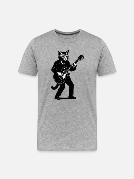 Katzrock im Anzug - Männer Premium Bio T-Shirt - Grau meliert