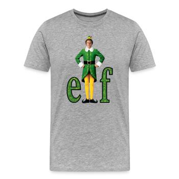 Buddy The Elf Lettering With Buddy - Men's Premium Organic T-Shirt - heather grey - Front - Damien (186cm)