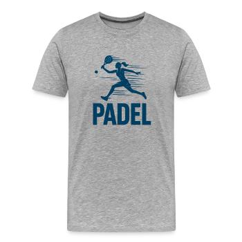 Padel Sprinter Silhouette - Männer Premium Bio T-Shirt - Grau meliert - Vorne - Damien (186cm)