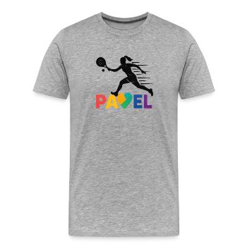 Padel Herz Regenbogen Sprint - Männer Premium Bio T-Shirt - Grau meliert - Vorne - Damien (186cm)