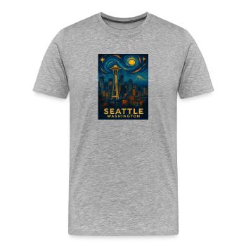 Seattle Washington - Men's Premium Organic T-Shirt - heather grey - Front - Damien (186cm)