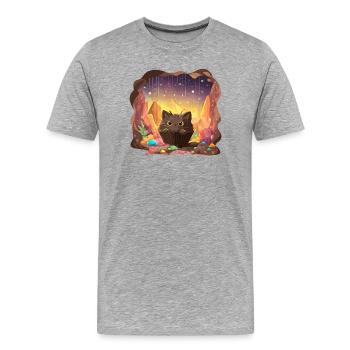 Cat Cake Grotte de cristal - T-shirt bio Premium Homme - gris chiné - Devant - Damien (186cm)