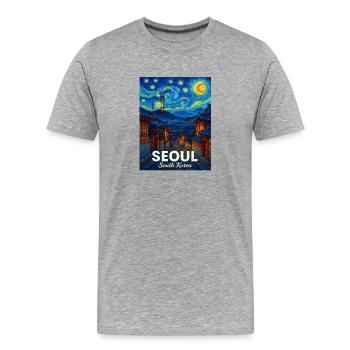 Séoul, Corée du Sud - T-shirt bio Premium Homme - gris chiné - Devant - Damien (186cm)