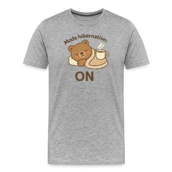 Hibernate Mode: ON – Ours d’hiver cosy - T-shirt bio Premium Homme - gris chiné - Devant - Damien (186cm)