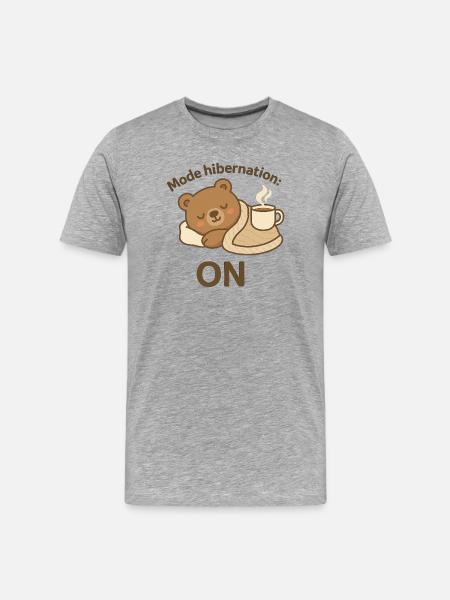 Winterschlafmodus: AN – Gemütlicher Winterbär - Männer Premium Bio T-Shirt - Grau meliert