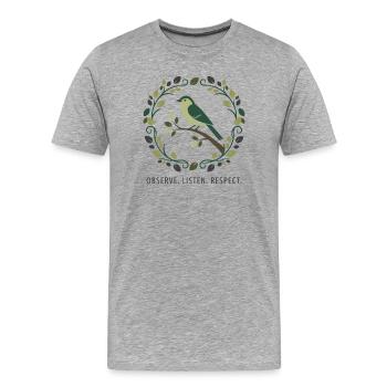 Observe. Wiles. Respect. - Men's Premium Organic T-Shirt - heather grey - Front - Damien (186cm)