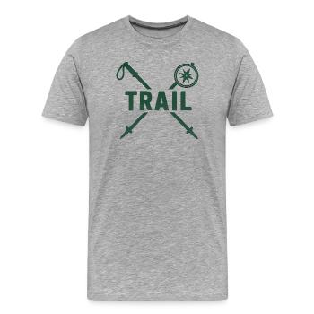 Trail Adventure Kompass und Klingen - Männer Premium Bio T-Shirt - Grau meliert - Vorne - Damien (186cm)