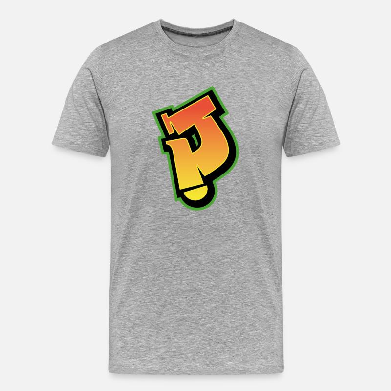 Graffiti-Schrift Wildstyle 01 Buchstabe 'J' - Männer Premium Bio T-Shirt - Grau meliert