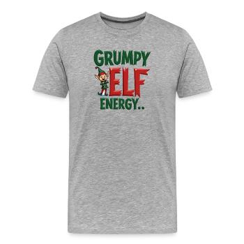 Elfe grincheux Énergie Diablotin grincheux - T-shirt bio Premium Homme - gris chiné - Devant - Damien (186cm)