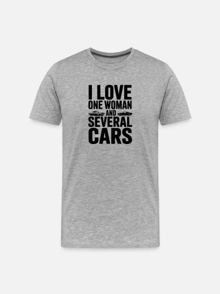 J’aime une femme et plusieurs voitures - T-shirt bio Premium Homme - gris chiné