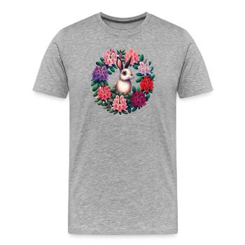 Circular Floral Rabbit - Men's Premium Organic T-Shirt - heather grey - Front - Damien (186cm)