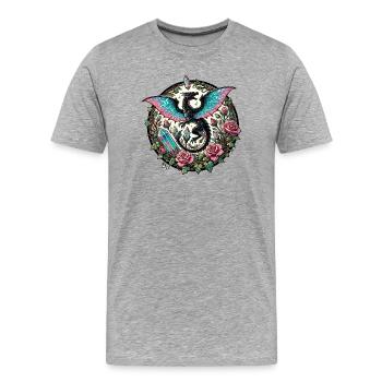 Crystalline Dragon in Rose Crystal Garden - Men's Premium Organic T-Shirt - heather grey - Front - Damien (186cm)