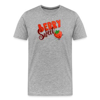 Berry Sweet Strawberry - Men's Premium Organic T-Shirt - heather grey - Front - Damien (186cm)