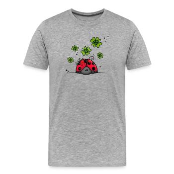 Coccinelle avec trèfle porte-bonheur - T-shirt bio Premium Homme - gris chiné - Devant - Damien (186cm)