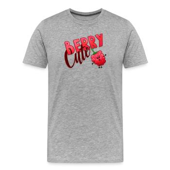 Berry Cute Raspberry - Men's Premium Organic T-Shirt - heather grey - Front - Damien (186cm)