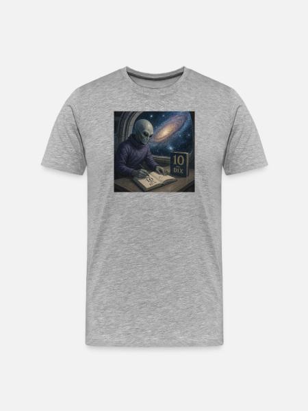Alien Ecrivain Cosmos - T-shirt bio Premium Homme - gris chiné