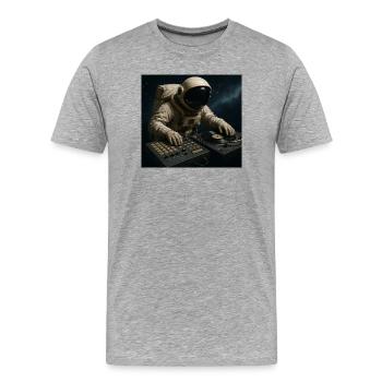 Astronaut-DJ auf dem Plattenspieler - Männer Premium Bio T-Shirt - Grau meliert - Vorne - Damien (186cm)