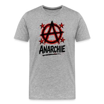 Anarchie - Punk - Révolution - T-shirt bio Premium Homme - gris chiné - Devant - Damien (186cm)