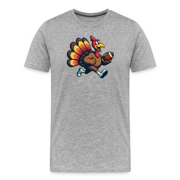 Thanksgiving Football Truthahn - Männer Premium Bio T-Shirt - Grau meliert - Vorne - Damien (186cm)