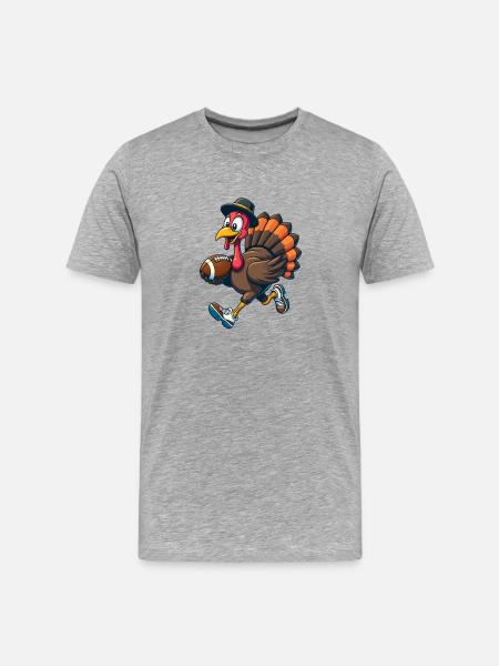 Thanksgiving Football Truthahn - Männer Premium Bio T-Shirt - Grau meliert