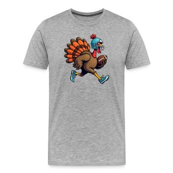 Thanksgiving Football Truthahn - Männer Premium Bio T-Shirt - Grau meliert - Vorne - Damien (186cm)