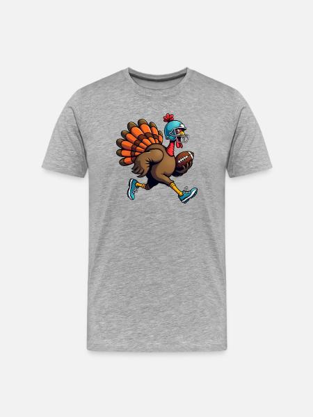 Thanksgiving Football Truthahn - Männer Premium Bio T-Shirt - Grau meliert
