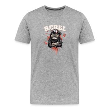 Rebel Cat - T-shirt bio Premium Homme - gris chiné - Devant - Damien (186cm)