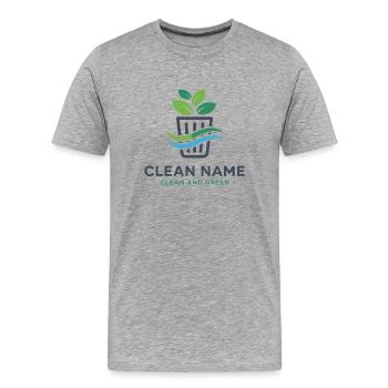 Eco Plant in Basket Logo - Men's Premium Organic T-Shirt - heather grey - Front - Damien (186cm)