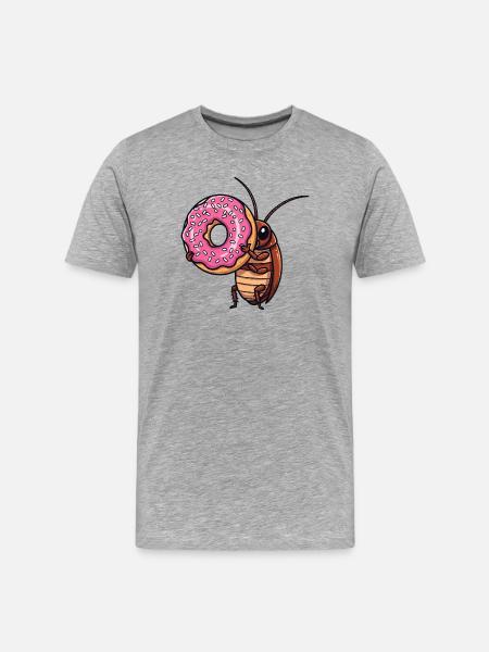 Cute Cockroach Donut Cartoon Lover - Men's Premium Organic T-Shirt - heather grey