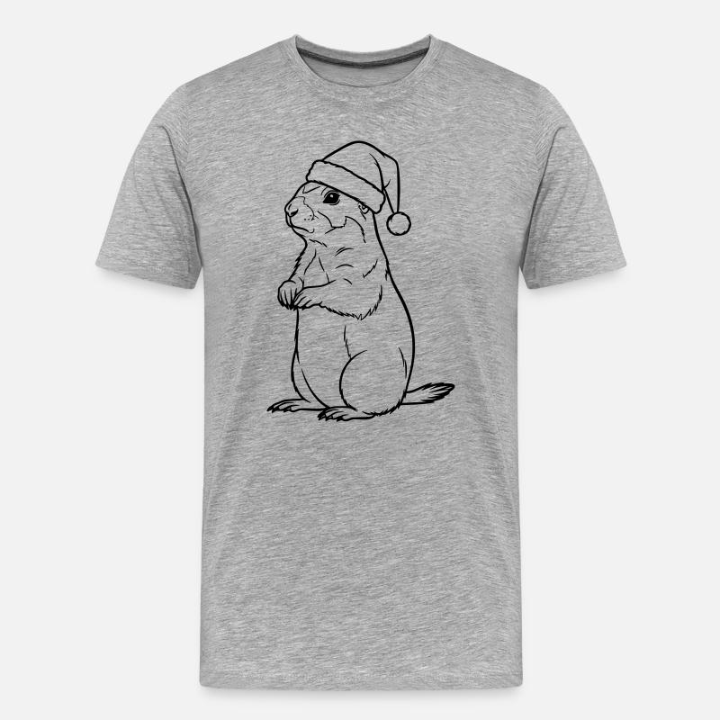 Weihnachts-Erdmännchen mit Mütze – Süßes Design - Männer Premium Bio T-Shirt - Grau meliert