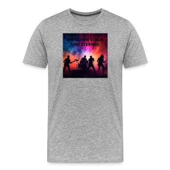 Zwischen Staub und Sternen - Männer Premium Bio T-Shirt - Grau meliert - Vorne - Damien (186cm)