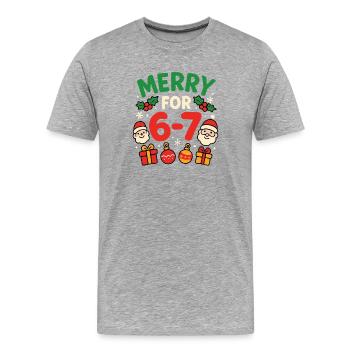 Fröhlich für 6-7 Spaß 67 Nummer 67 Weihnachten Sec - Männer Premium Bio T-Shirt - Grau meliert - Vorne - Damien (186cm)