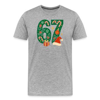 Weihnachten 6-7 Spaß 67 Zahl 6 7 Xmas Sechs Sieben - Männer Premium Bio T-Shirt - Grau meliert - Vorne - Damien (186cm)