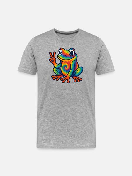 Tie Dye Frog Lover Herpetology Frog - Men's Premium Organic T-Shirt - heather grey