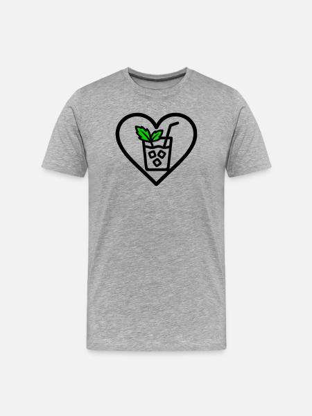 Mojito Heart Cocktail Mint Summer Drink - Men's Premium Organic T-Shirt - heather grey