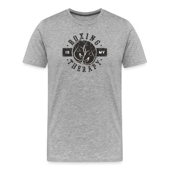 Boxen ist meine Therapie – Boxen, Boxer Training - Männer Premium Bio T-Shirt - Grau meliert - Vorne - Damien (186cm)