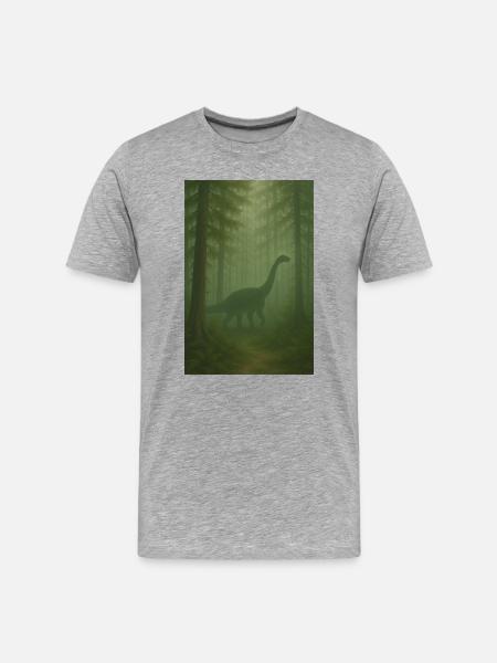 Nebelwald Dino im Urwald - Männer Premium Bio T-Shirt - Grau meliert